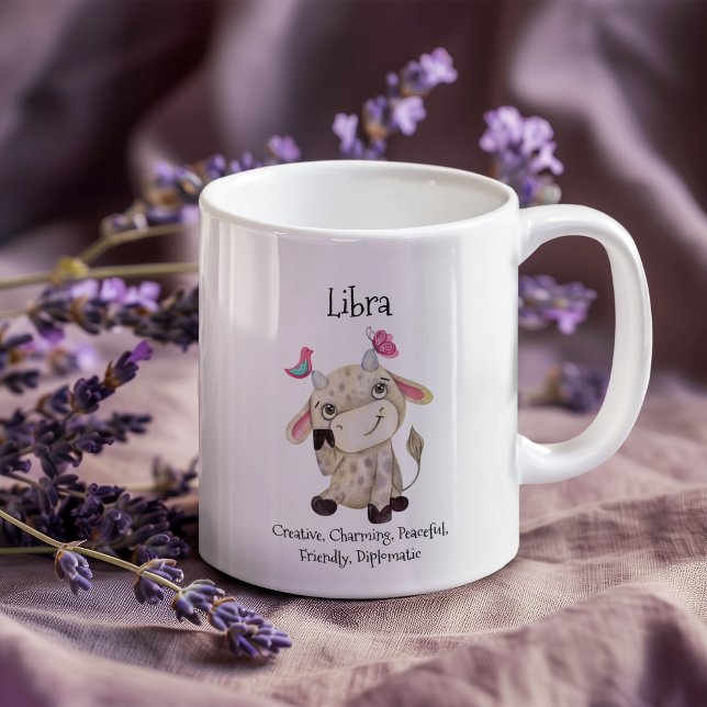 Cute Libra Watercolor Bull Zodiac Traits Coffee Mug (Cute Libra Watercolor Bull Zodiac Traits Coffee Mug)