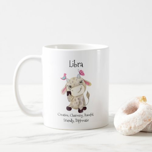 Cute Libra Watercolor Bull Zodiac Traits Coffee Mug