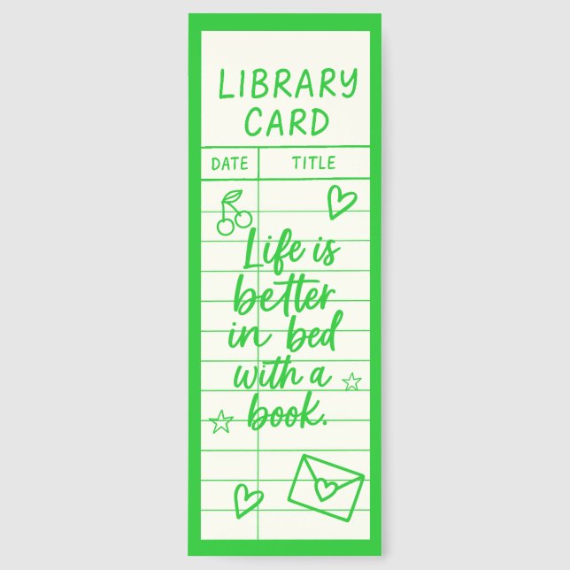 Cute Library Card With Quote Bookmarks (Front)