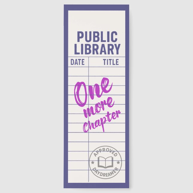 Cute Library Card With Quote Bookmarks (Front)