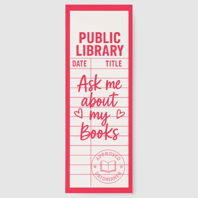 Cute Library Card With Quote Bookmarks (Front)