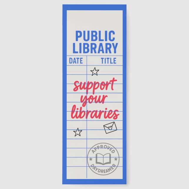 Cute Library Card With Quote Bookmarks (Front)