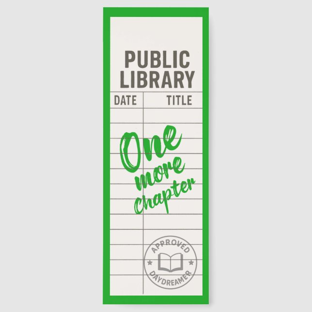 Cute Library Card With Quote Bookmarks (Front)