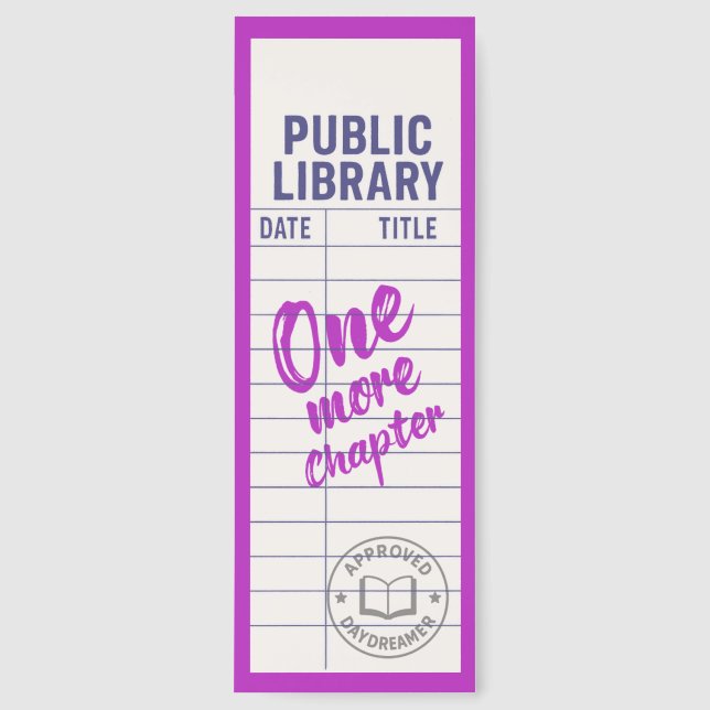 Cute Library Card With Quote Bookmarks (Front)