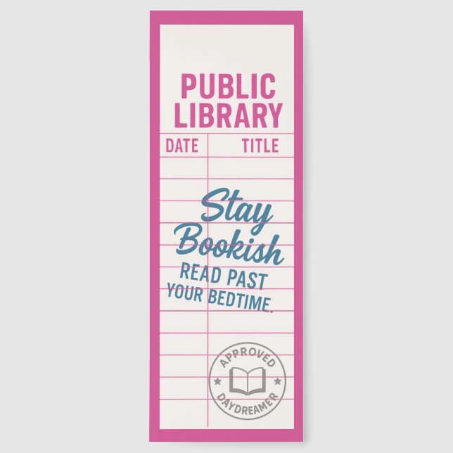 Cute Library Card With Quote Bookmarks (Front)