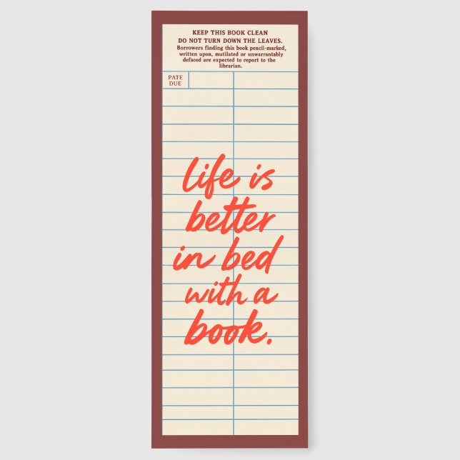 Cute Library Card With Quote Bookmarks (Back)