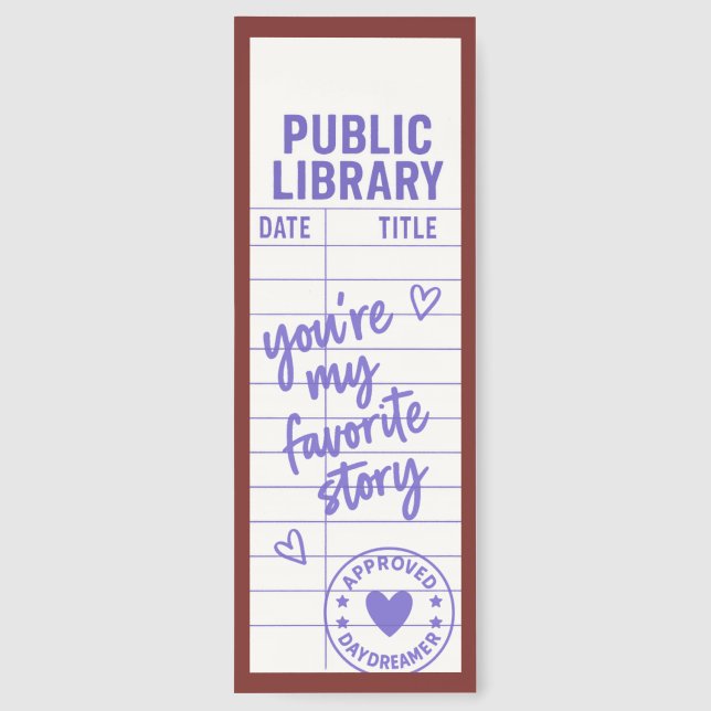 Cute Library Card With Quote Bookmarks (Back)