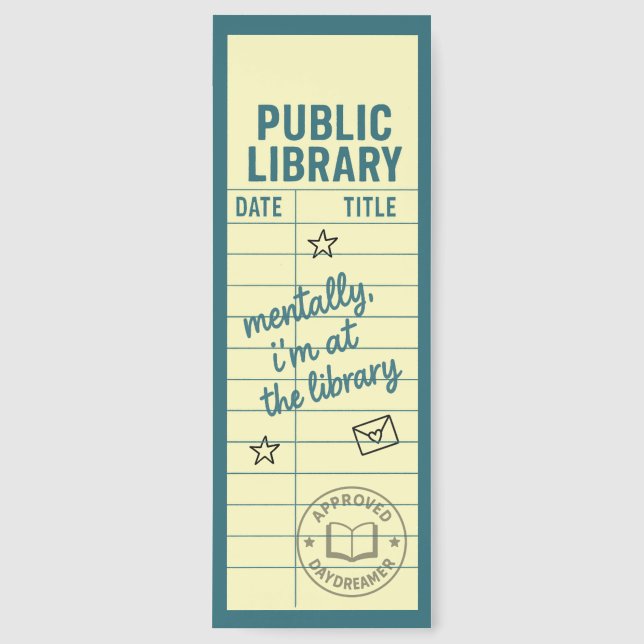 Cute Library Card With Quote Bookmarks (Front)
