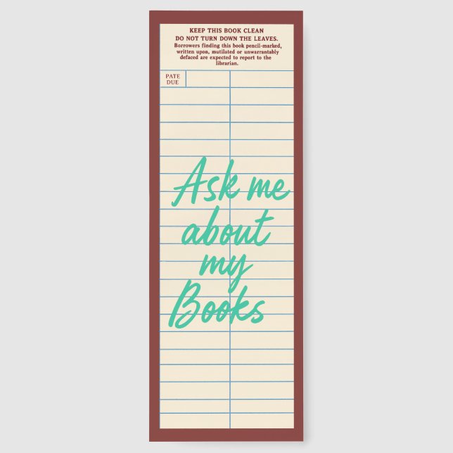 Cute Library Card With Quote Bookmarks (Back)