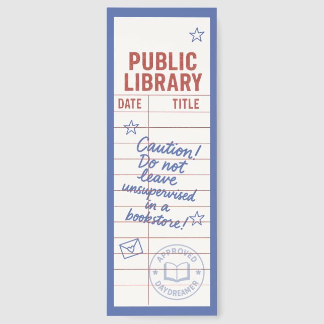 Cute Library Card With Quote Bookmarks (Back)