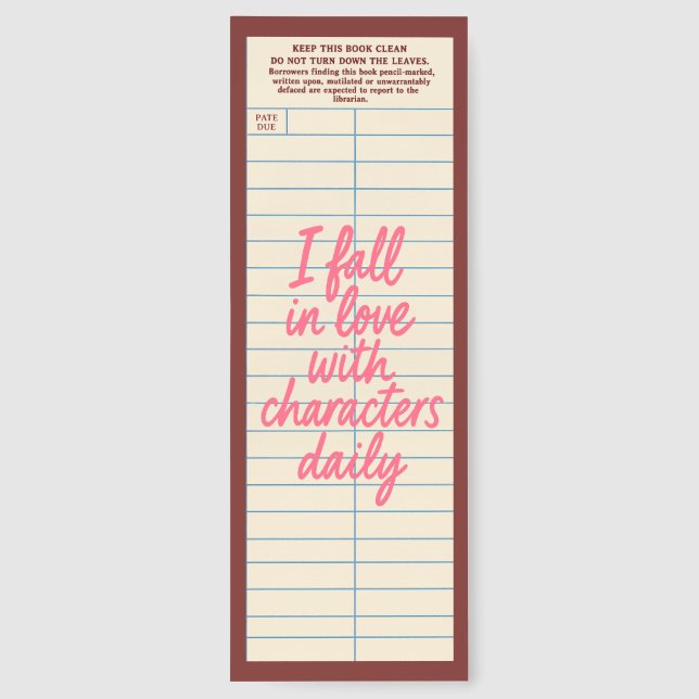 Cute Library Card With Quote Bookmarks (Back)