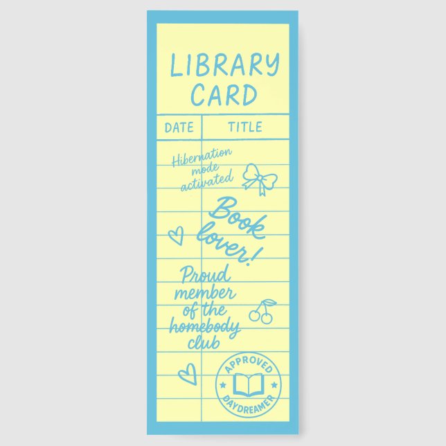 Cute Library Card With Quote Bookmarks (Back)