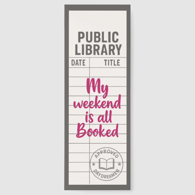 Cute Library Card With Quote Bookmarks (Front)