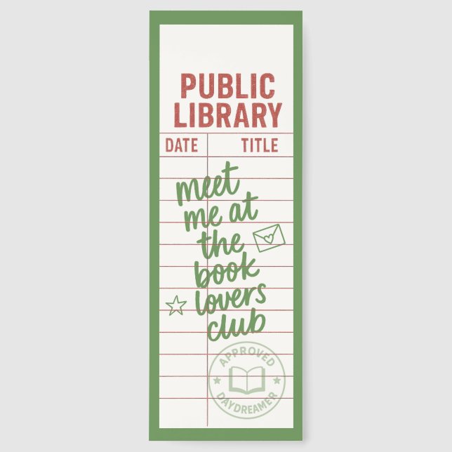Cute Library Card With Quote Bookmarks (Front)
