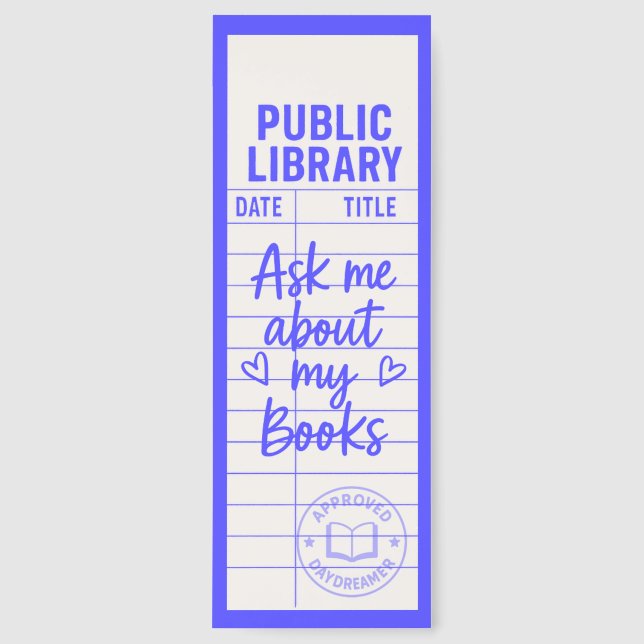 Cute Library Card With Quote Bookmarks (Front)