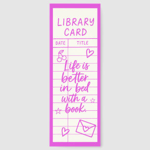 Cute Library Card With Quote Bookmarks