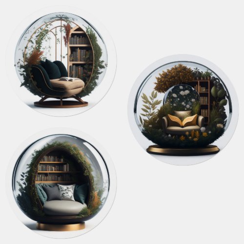 Cute Library in a Glass Globe Labels