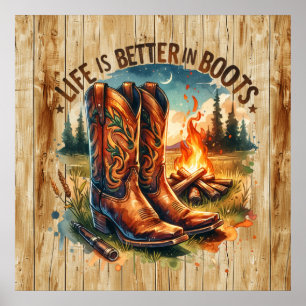 Cute life better boots Western Poster