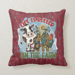 cute life better farm cow farmhouse throw pillow