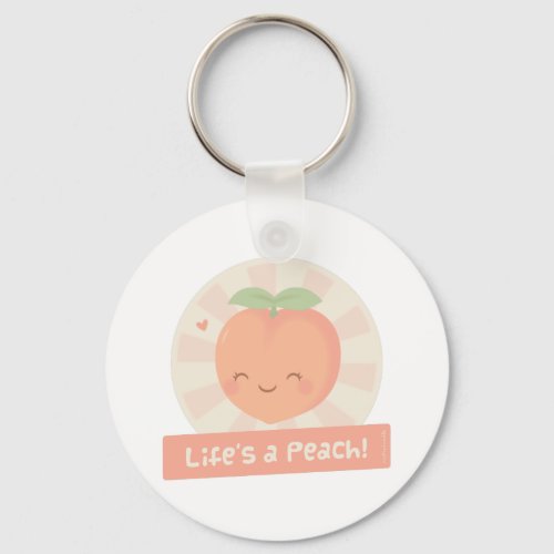 Cute Life is a Peach Fruit Pun Keychain