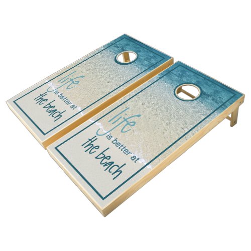 Cute Life Is Better At The Beach Quote Cornhole Set