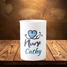 Cute Life Line Nurse Blue Heart Personalize