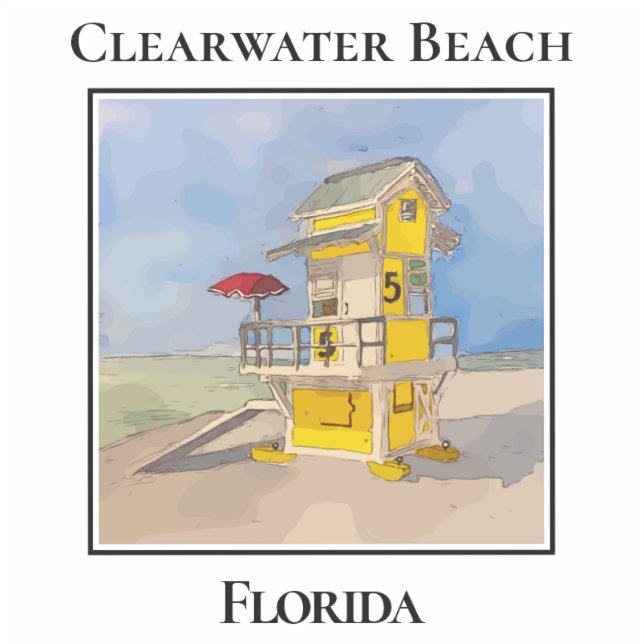 Cute Lifeguard Tower, Clearwater Beach Florida Sticker (Front)