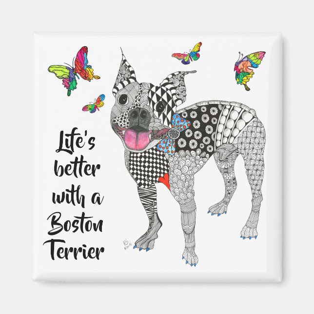 Cute Life's Better with a Boston Terrier Magnet (Front)