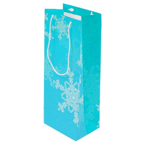 Cute light blue and white Christmas snowflakes Wine Gift Bag