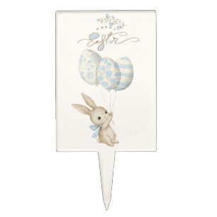 Cute Light Blue Baby Bunny Easter Cake Topper