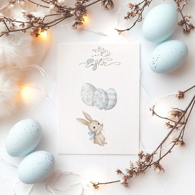 Cute Light Blue Baby Bunny Easter Holiday Postcard (Creator Uploaded)
