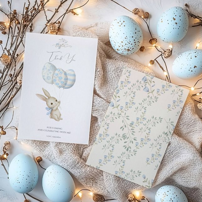 Cute Light Blue Baby Bunny Easter Thank You Card (Creator Uploaded)