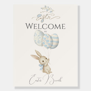 Cute Light Blue Baby Bunny Easter Welcome Foam Board