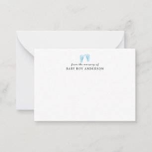 Cute Light Blue Baby Footprints From the Nursery Note Card