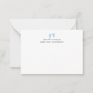 Cute Light Blue Baby Footprints From the Nursery Note Card