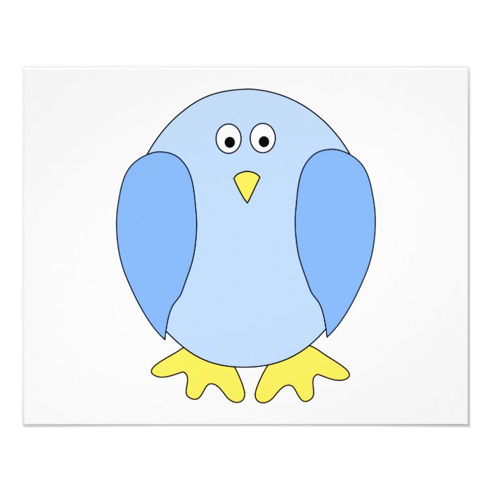 Cute Light Blue Bird Cartoon. Flyers