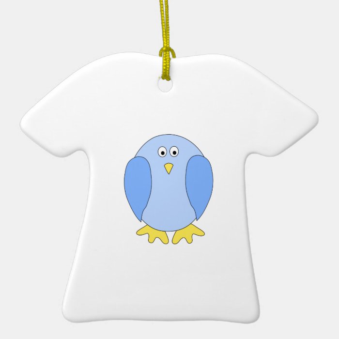 Cute Light Blue Bird Cartoon. Christmas Tree Ornament