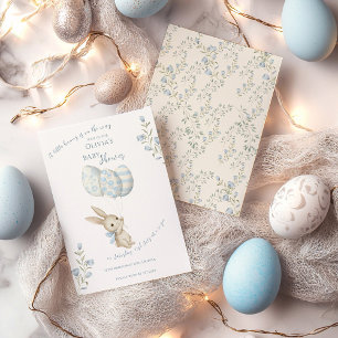 Cute Light Blue Bunny Baby Shower Invitation