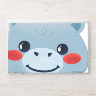 Cute Light Blue Cartoon Bear Face Illustration HP Laptop Skin