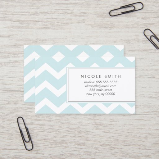 Customizable Aqua Zig Zag Chevron Pattern Calling Cards Business Card Template