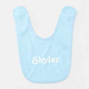 Cute light blue custom name text monogram baby bib
