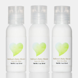 Cute light blue green heart baby shower favors hand lotion