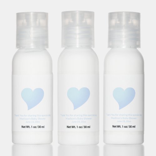 Cute light blue heart Boy baby shower favors Hand Lotion