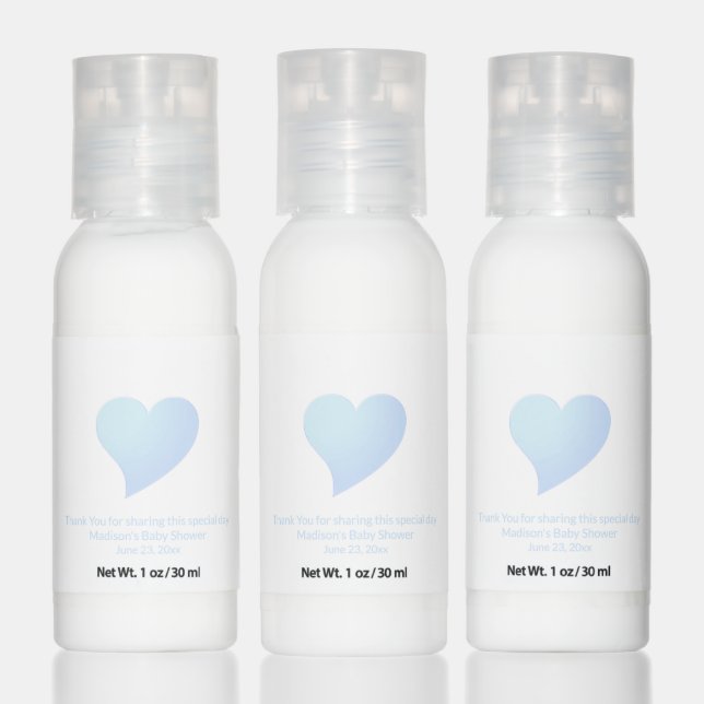Cute light blue heart Boy baby shower favors Hand Lotion (Set)