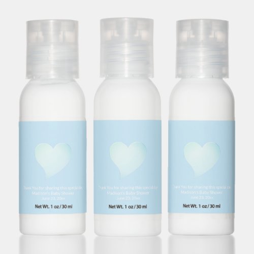 Cute light blue heart boy baby shower party favors hand lotion