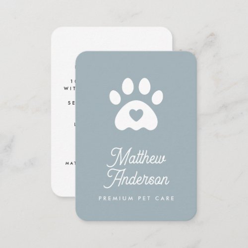 Cute Light Blue Heart Paw Pet Sitter Dog Walker Business Card