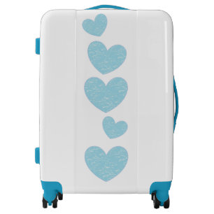 Cute Light Blue Hearts Suitcase