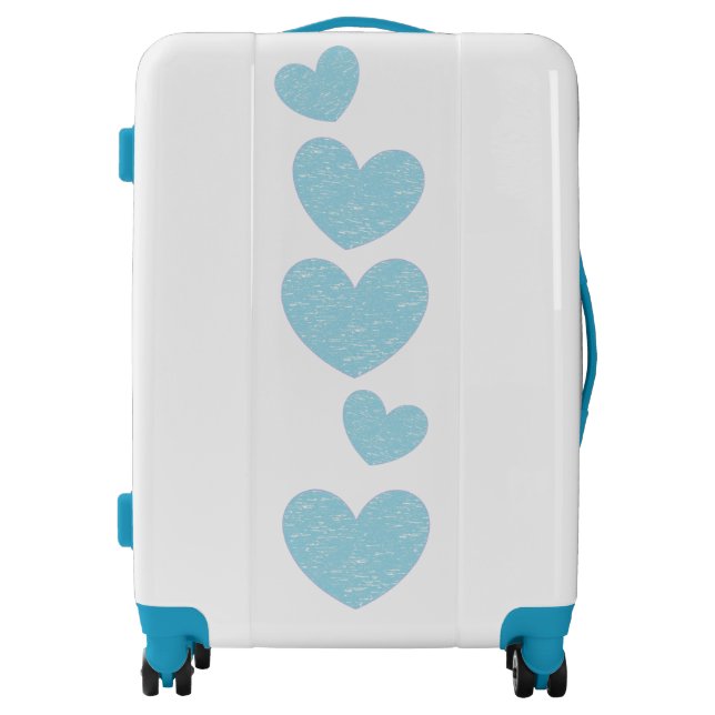 Cute Light Blue Hearts Suitcase (Front)