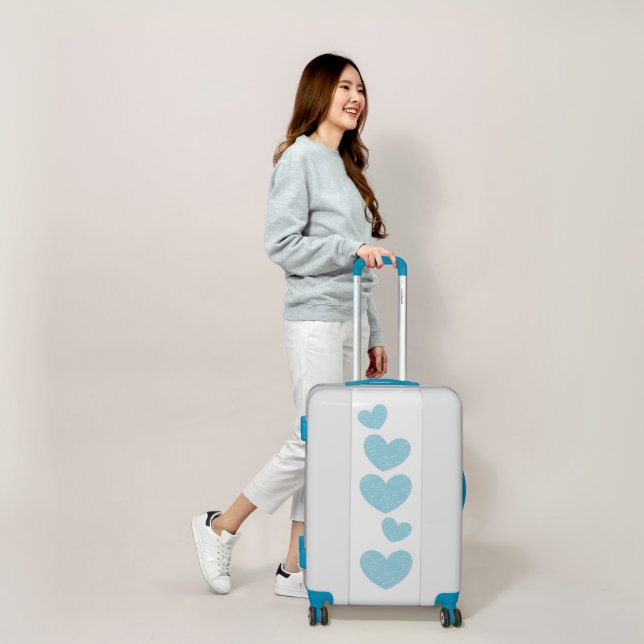 Cute Light Blue Hearts Suitcase