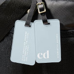 Cute Light Blue Monogram  Luggage Tag<br><div class="desc">Make travel stylish with these personalized luggage tags. Perfect for any traveler, these custom luggage tags add a unique touch, making it easy to spot your bag. These cute luggage tags are ideal for Christmas gift ideas, whether for teenage girls or women. Thoughtful and practical, they’re great Christmas gifts that...</div>